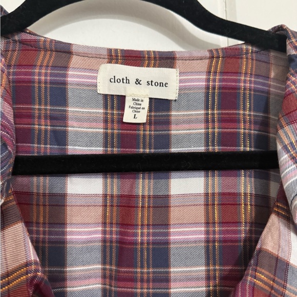Cloth & Stone Plaid Blouse - Red and Blue Women’s Size Large - Picture 3 of 4
